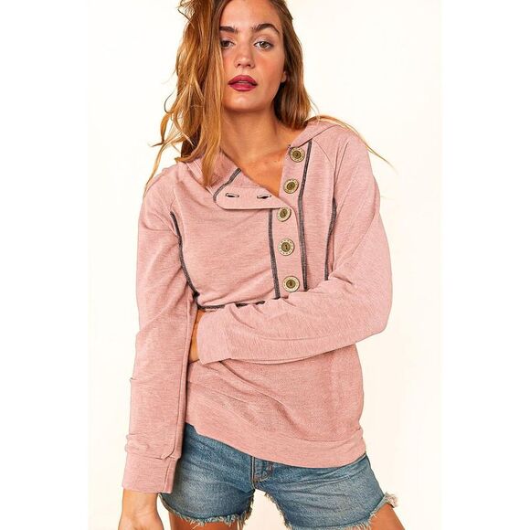 Azura Exchange  Princess Line Out Seam Hoodie with Front Buttons - Picture 3 of 8